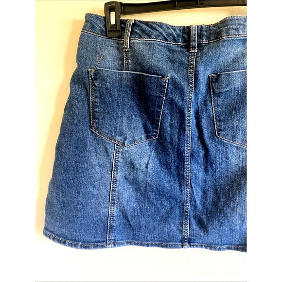 Mossimo Target Button Front Aline 90s Y2K Style Stretch Denim Blue Jean Skirt 14 - Picture 6 of 10